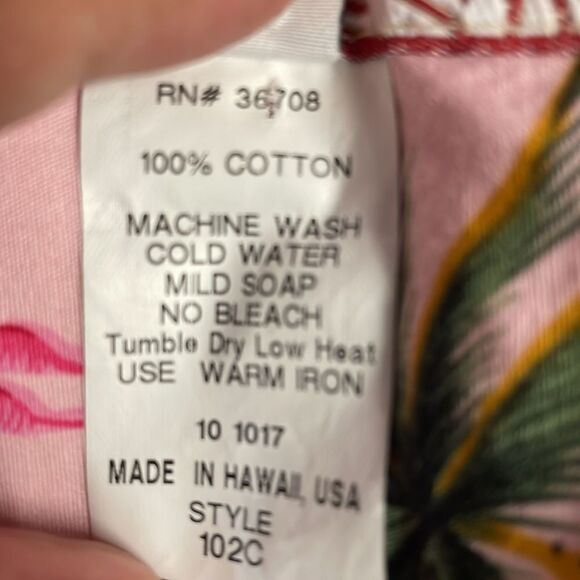 RJC Men’s Flamingo Hawaiian Tropical Pink Button Up Shirt Made In Hawaii Size XL - Picture 9 of 11